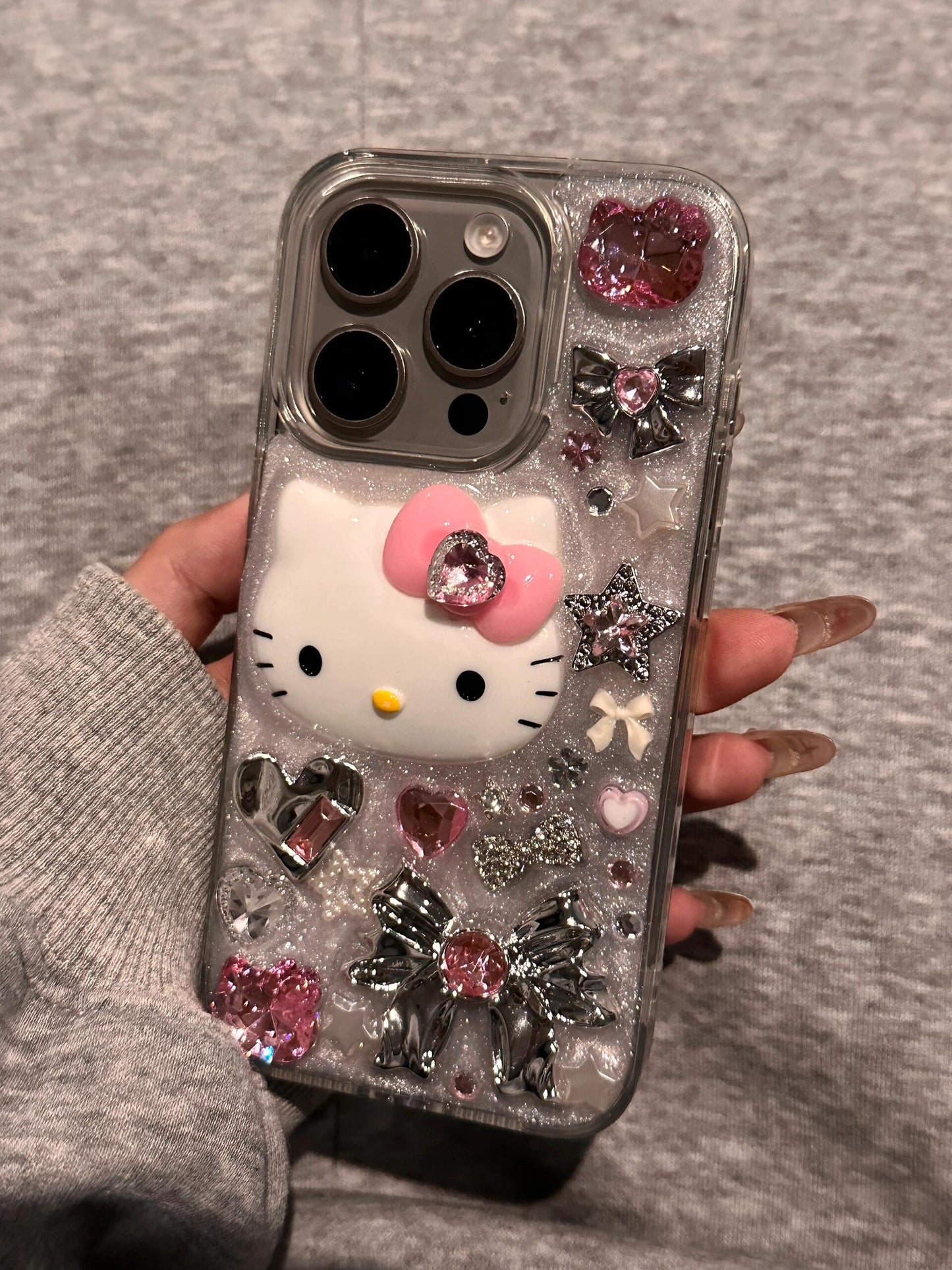 Hellokitty Handmade Rhinestones Clear Cute Kawaii Phone Case #0497