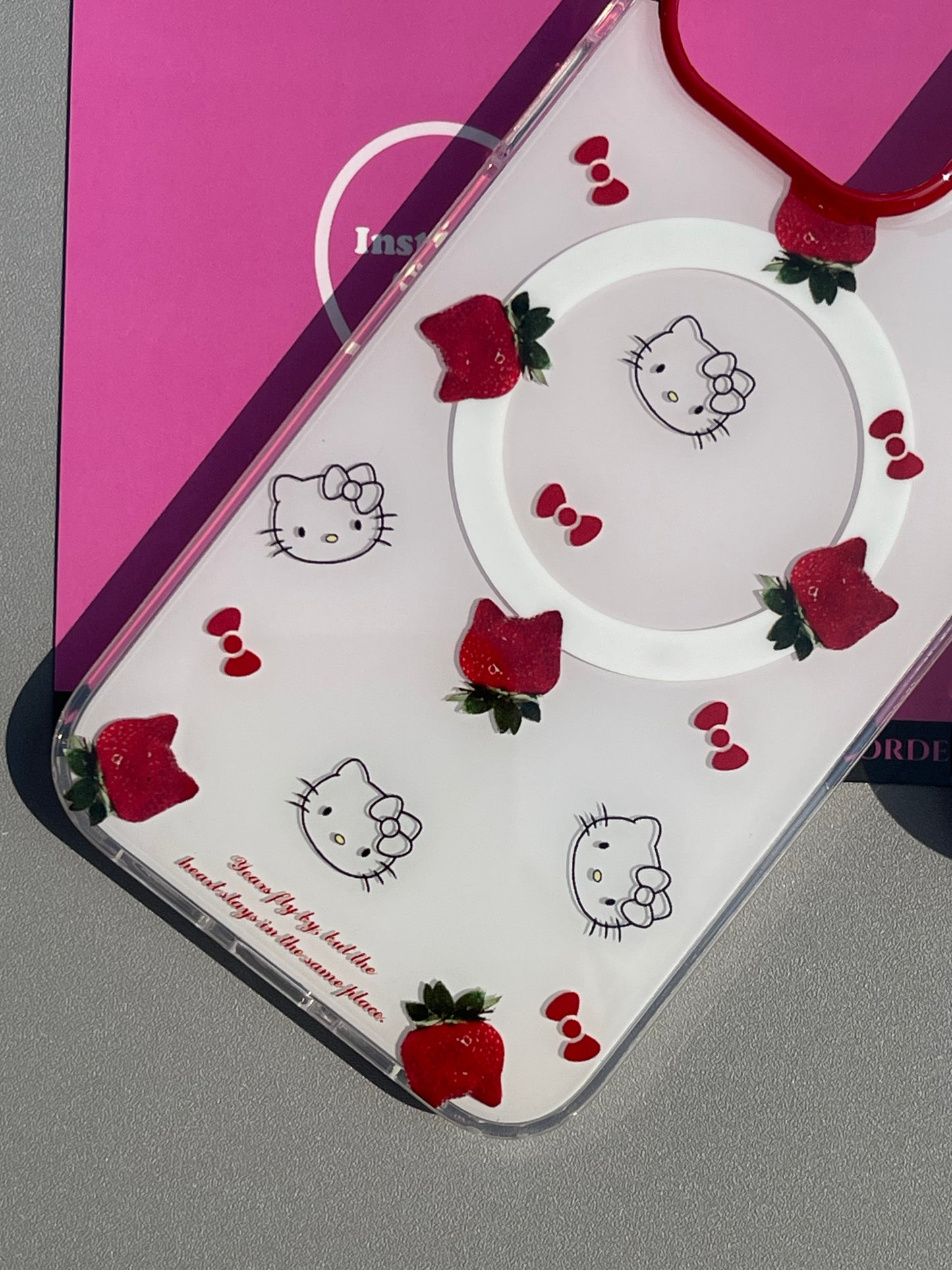 Hellokitty Strawberries White Cute Kawaii MagSafe Case + MagSafe Stand Holder / Phone Grip #0476