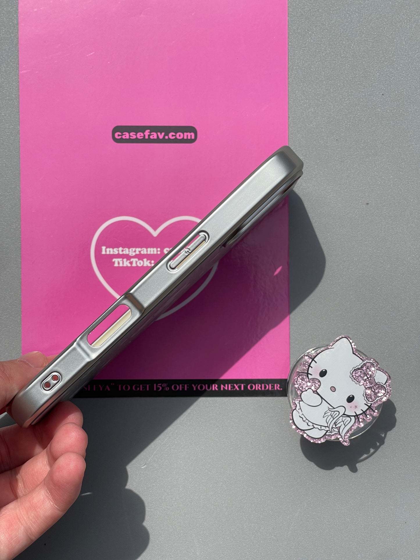 Hellokitty Demons and Angels Glitter Cute Kawaii Phone Case+ Stand Holder / Phone Grip #0455