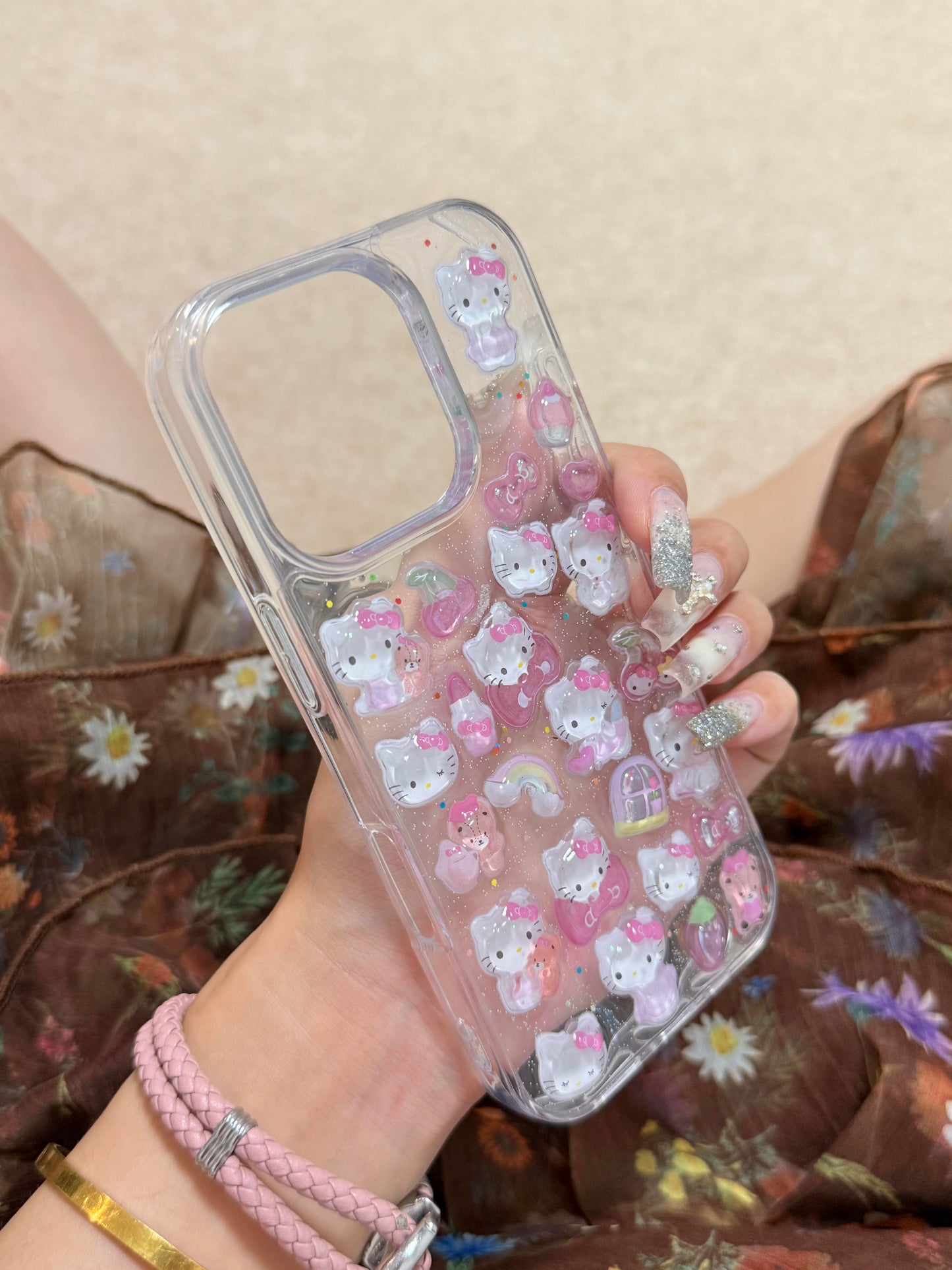 Hellokitty Handmade Stickers Clear Cute Kawaii Phone Case #0502