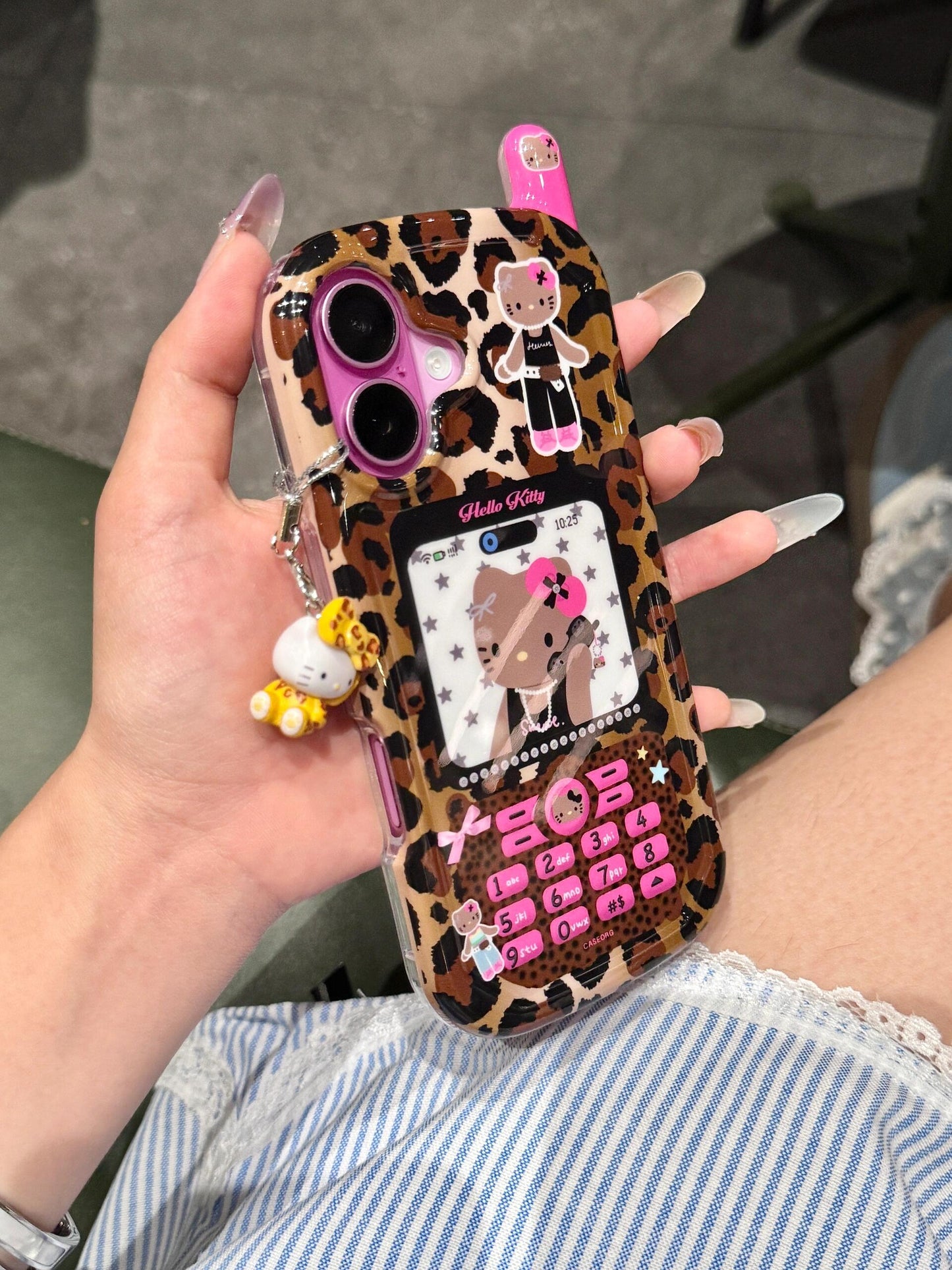 Hellokitty Leopard Print Phone Shape Retro Design Cute Kawaii Phone Case #0548