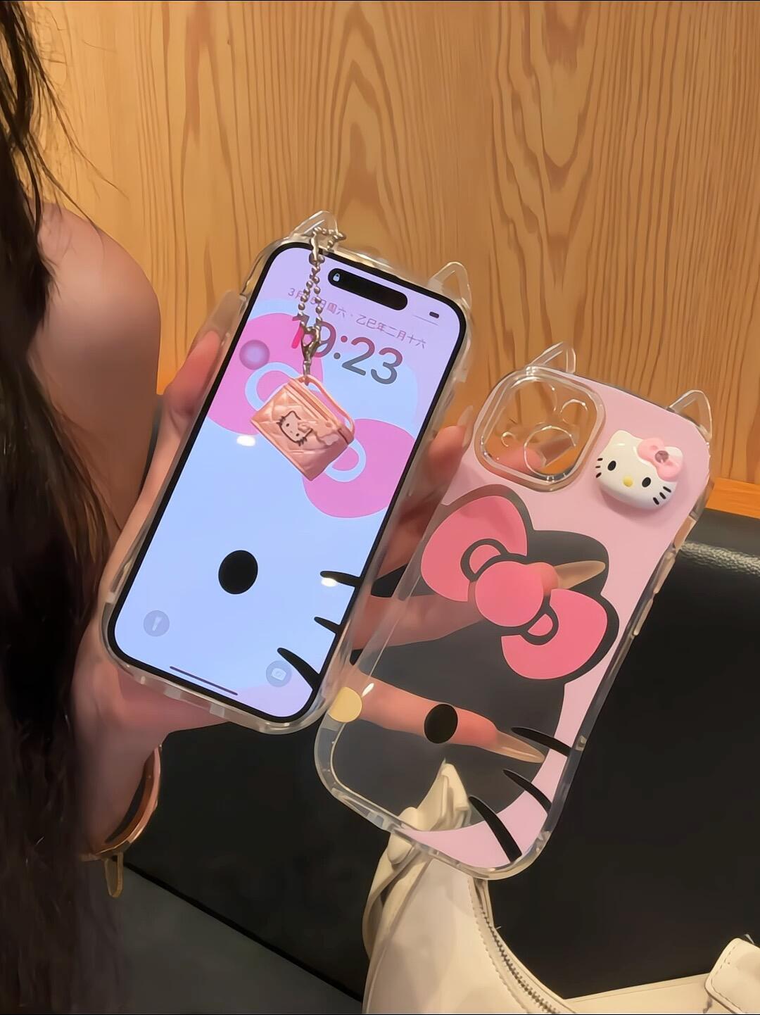 Cat's Ear Shape Hellokitty Pink Cute Kawaii Phone Case #0475