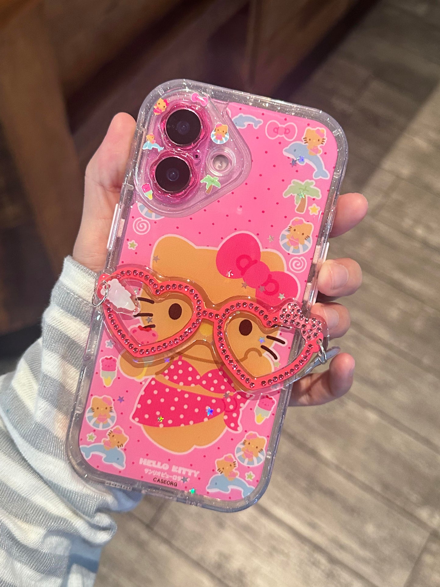 Hellokitty Pink Heart Glasses Clear Cute Kawaii Phone Case #0504
