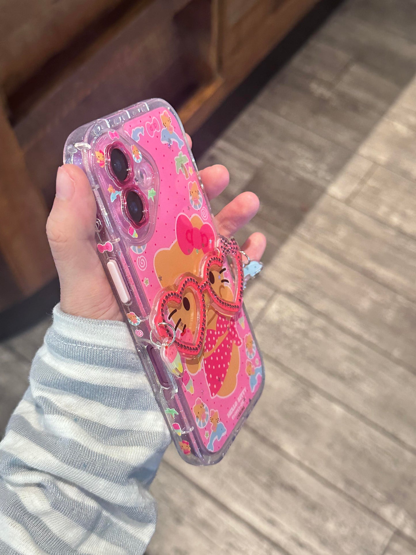 Hellokitty Pink Heart Glasses Clear Cute Kawaii Phone Case #0504