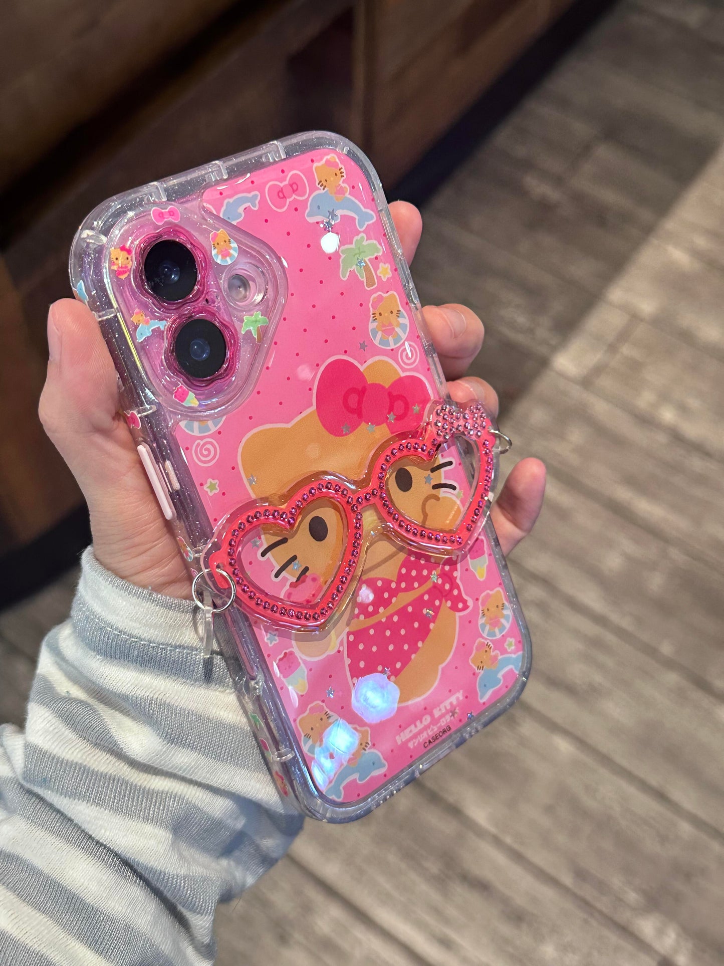 Hellokitty Pink Heart Glasses Clear Cute Kawaii Phone Case #0504