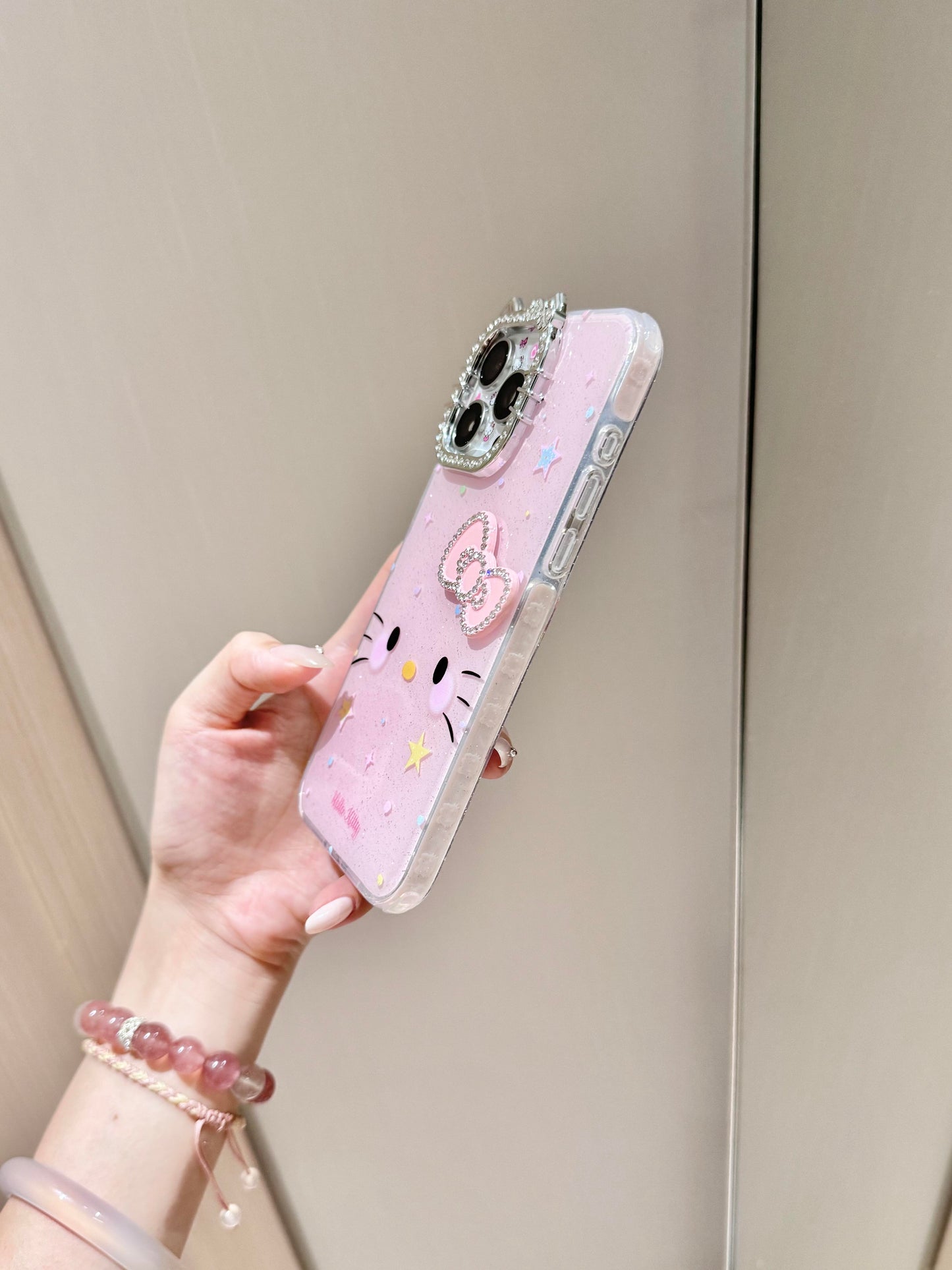 Hellokitty Pink Glitter Lens Cat Ears Cute Kawaii Phone Case #0536
