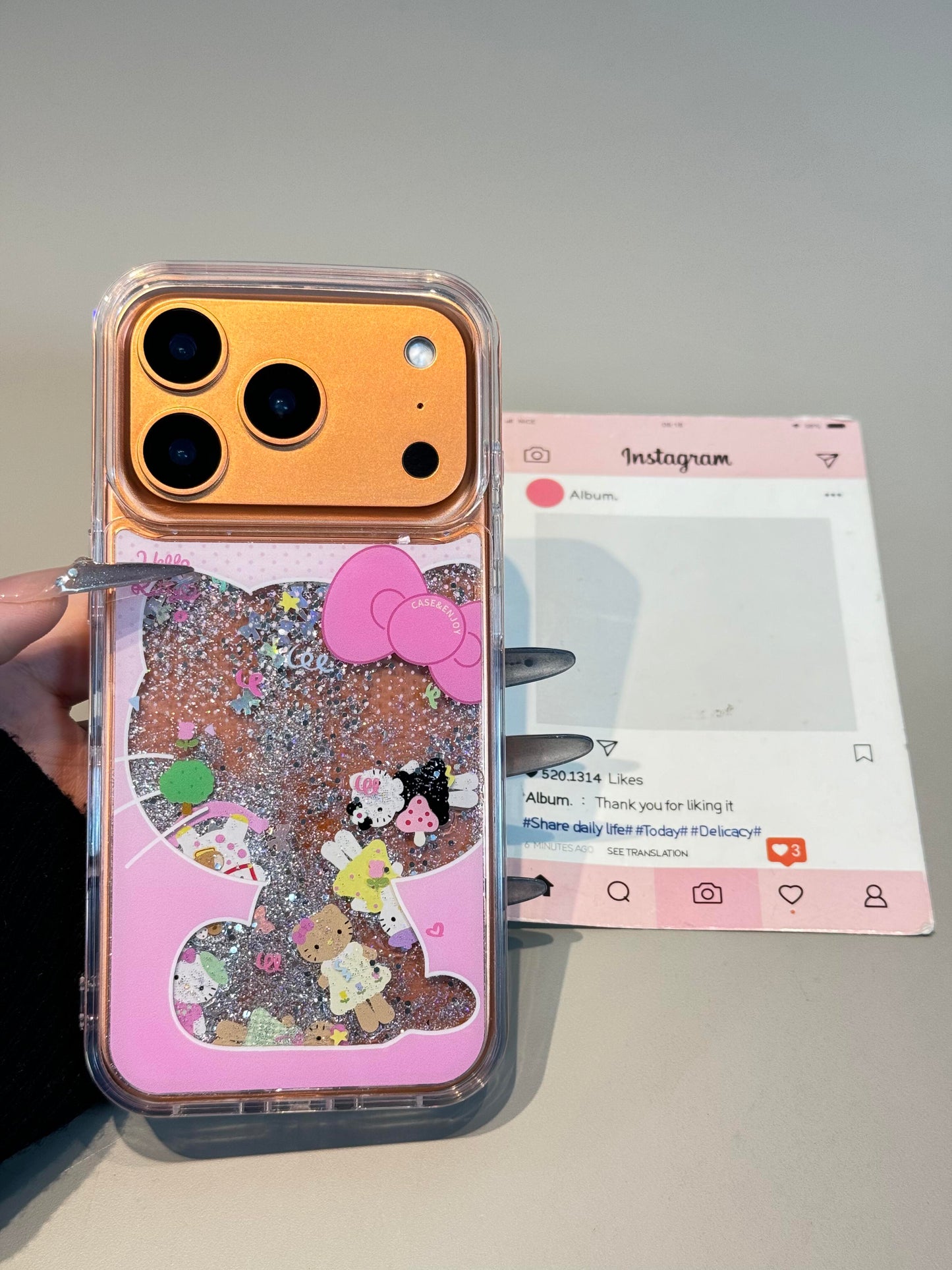 Hellokitty Bling Glitter Liquid Quicksand Clear Cute Kawaii Phone Case #0527