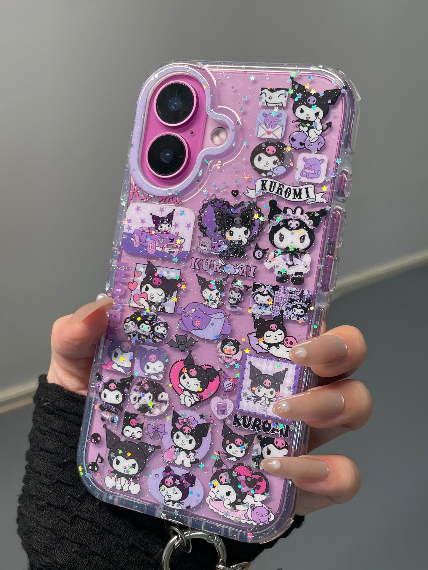 Kuromi Purple Glitter Clear Cute Kawaii Phone Case #0526