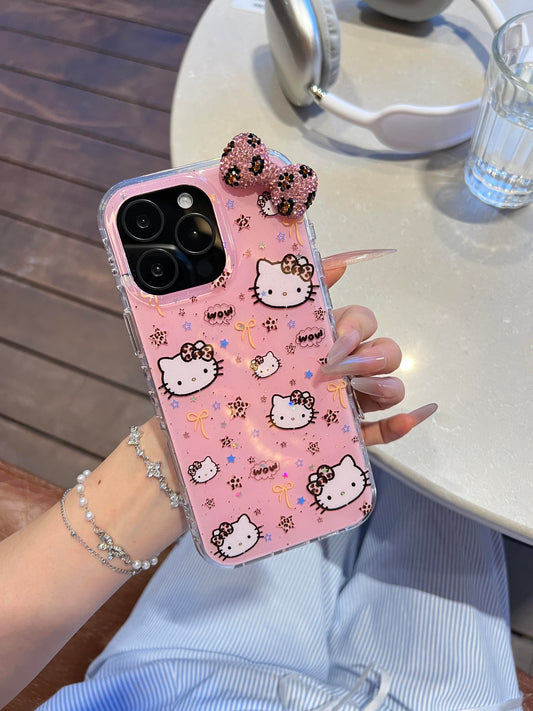 Hellokitty Pink Leopard Print Bow Cute Kawaii Phone Case #0533