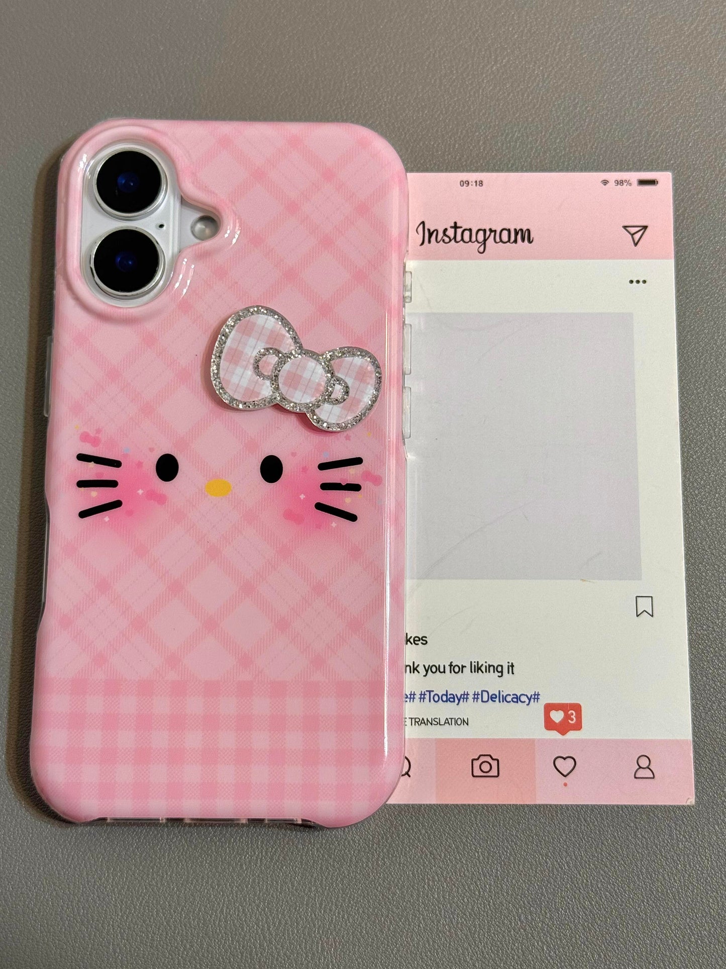 Hellokitty Plaid Bow Pink Cute Kawaii Phone Case #0531