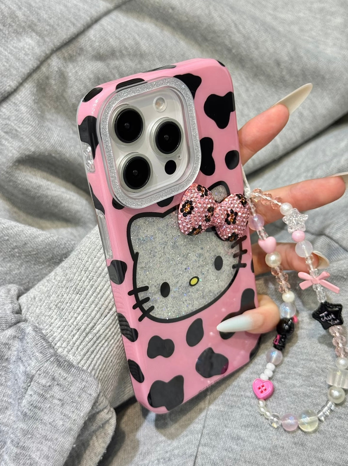 Hellokitty Pink Bow Tie Leopard Print Cute Kawaii Phone Case #0507