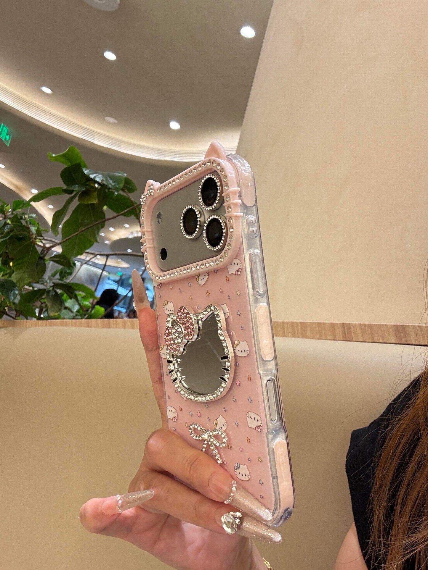 Hellokitty Pink Mirror Cat Ear Cute Kawaii Phone Case #0541