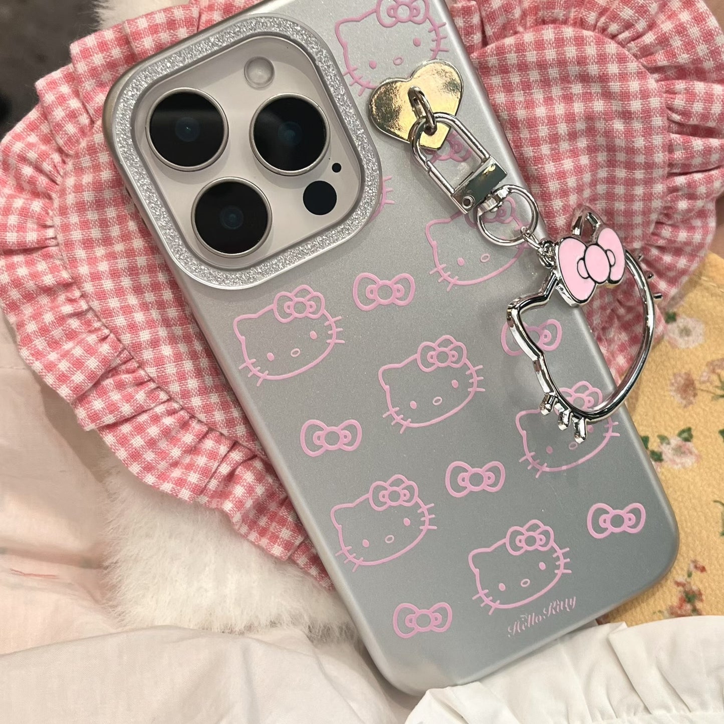 Hellokitty Silver with Hollow Pendant Cute Kawaii Phone Case #0510