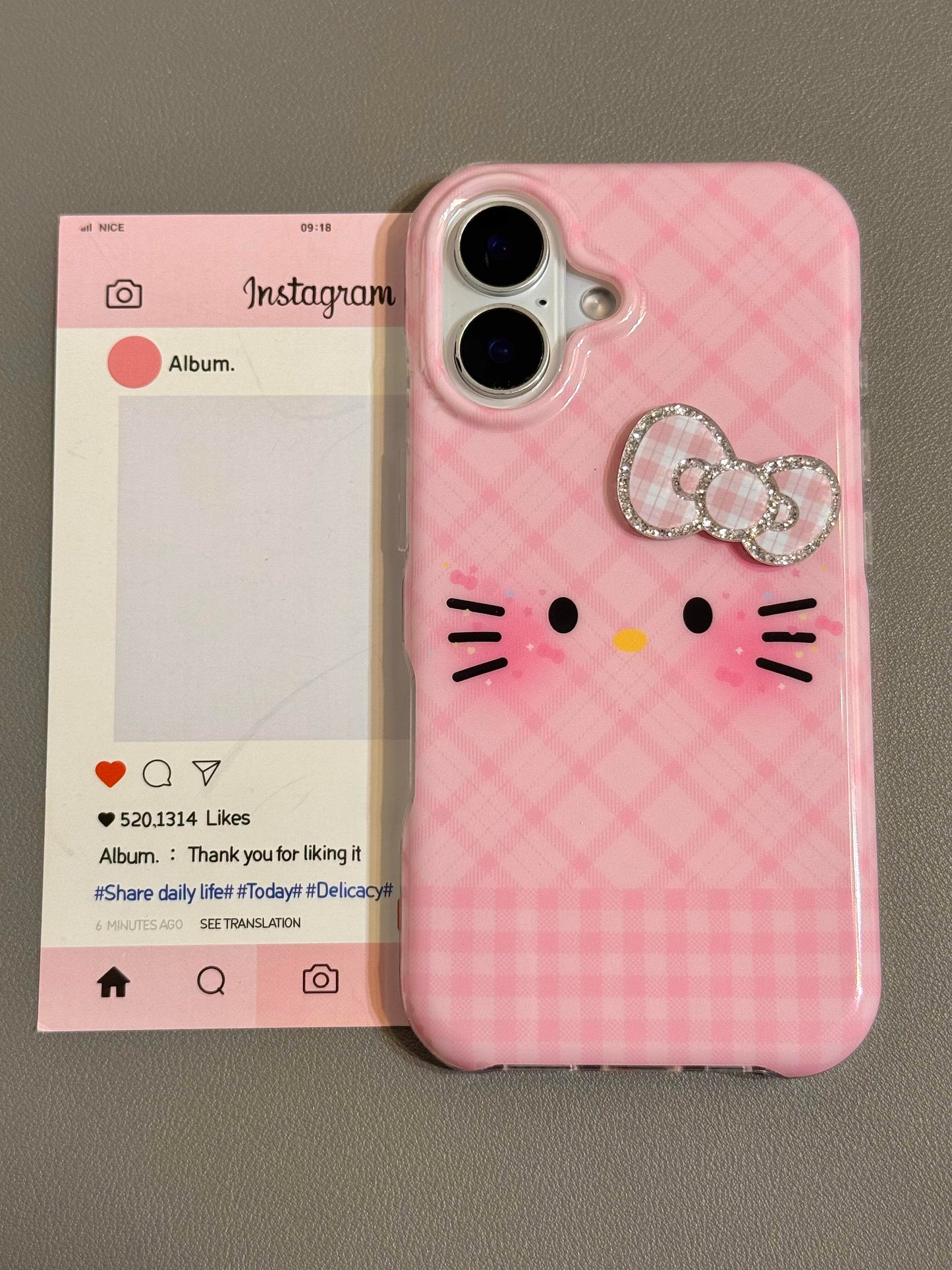 Hellokitty Plaid Bow Pink Cute Kawaii Phone Case #0531