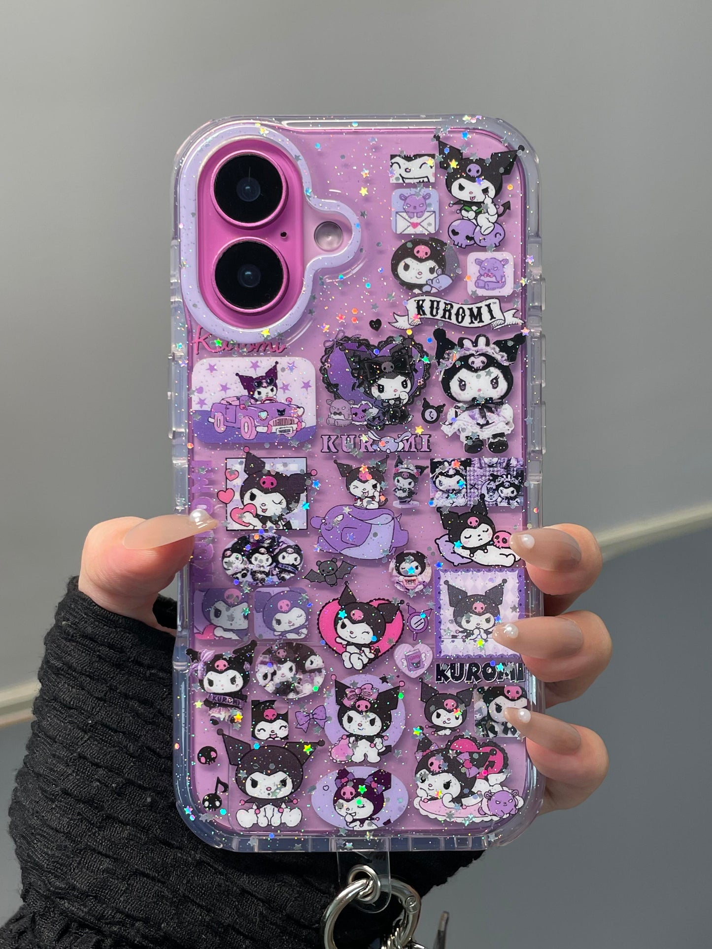 Kuromi Purple Glitter Clear Cute Kawaii Phone Case #0526