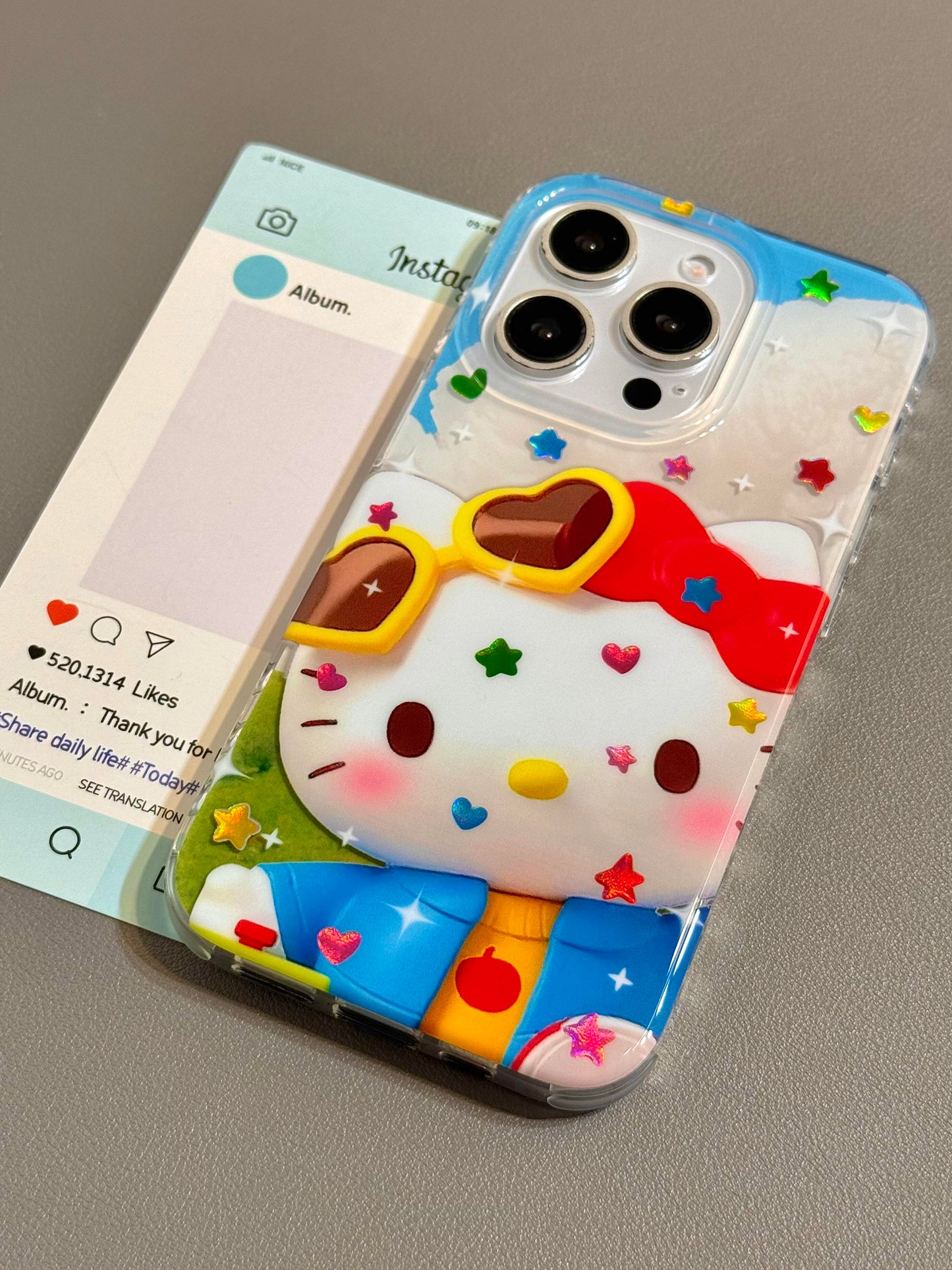 Hellokitty Sparkly Star Stickers Cute Kawaii Phone Case #0532