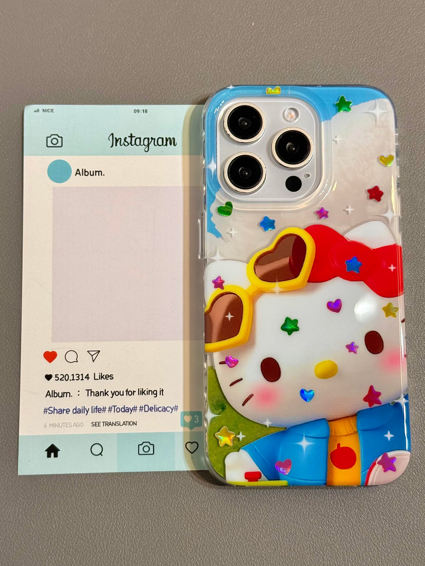 Hellokitty Sparkly Star Stickers Cute Kawaii Phone Case #0532