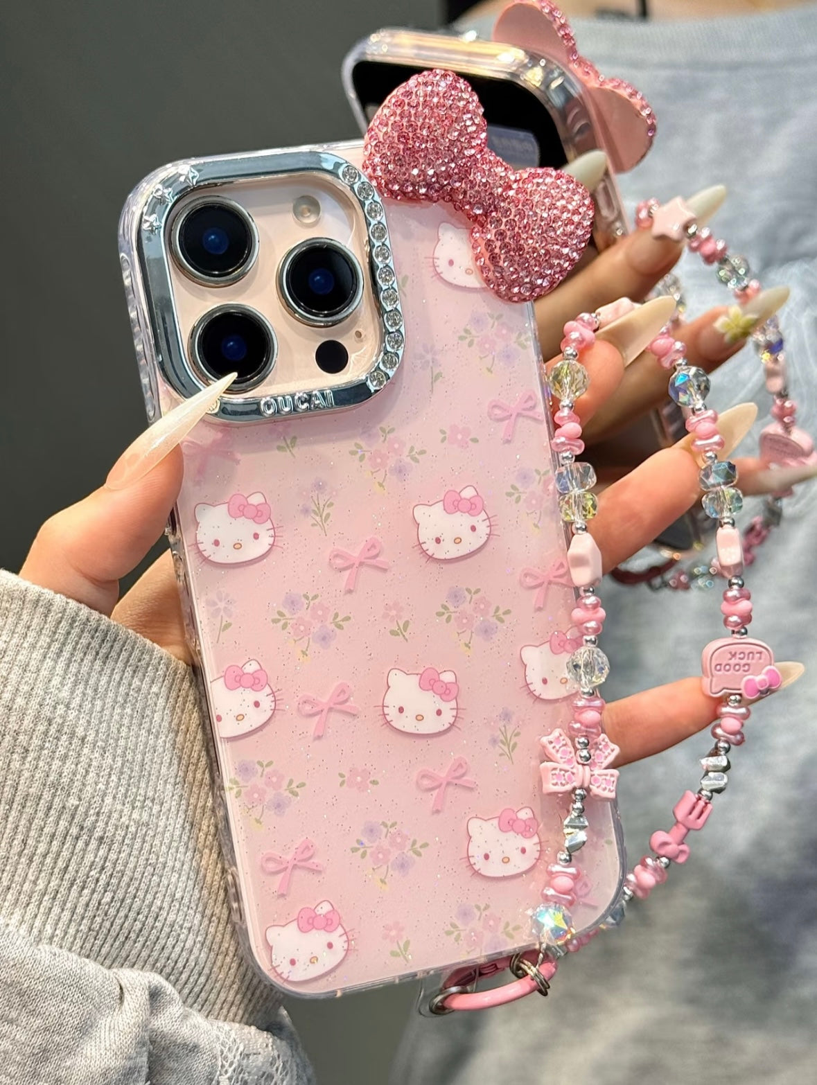 Hellokitty Pink Bow Flower Glitter Cute Kawaii Phone Case #0513