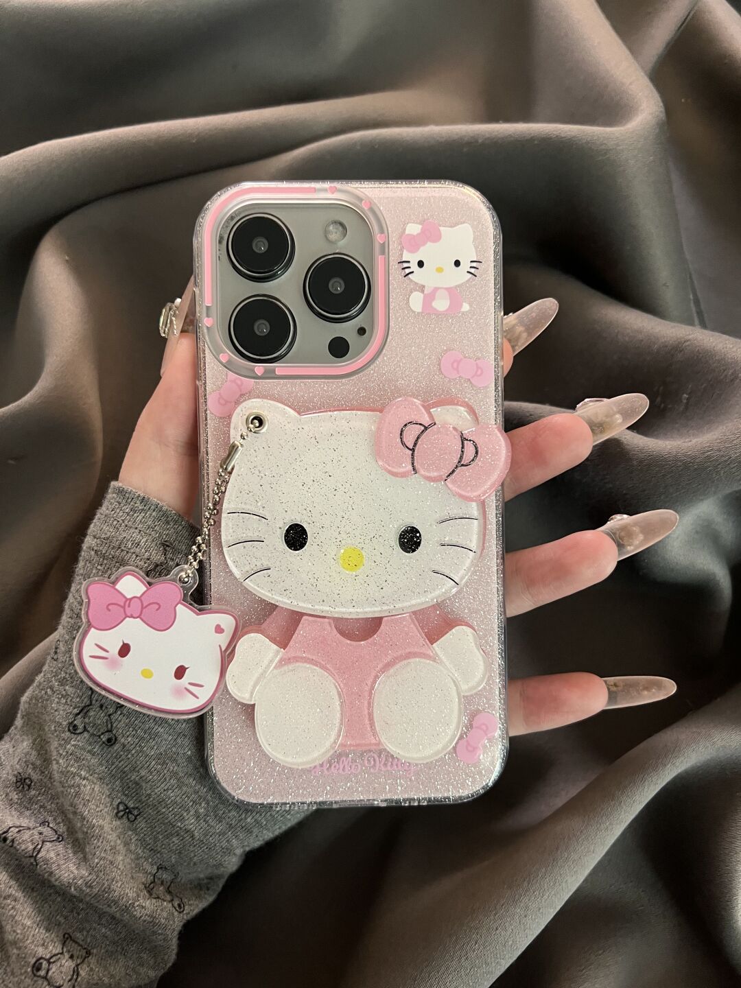 Hellokitty Pink Glitter Swivel Mirror Cute Kawaii Phone Case #0525