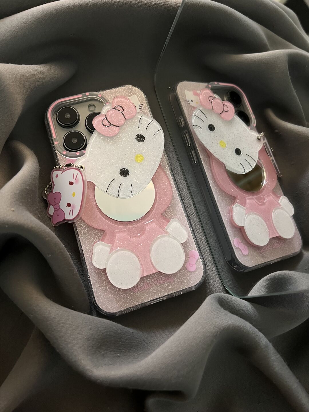 Hellokitty Pink Glitter Swivel Mirror Cute Kawaii Phone Case #0525