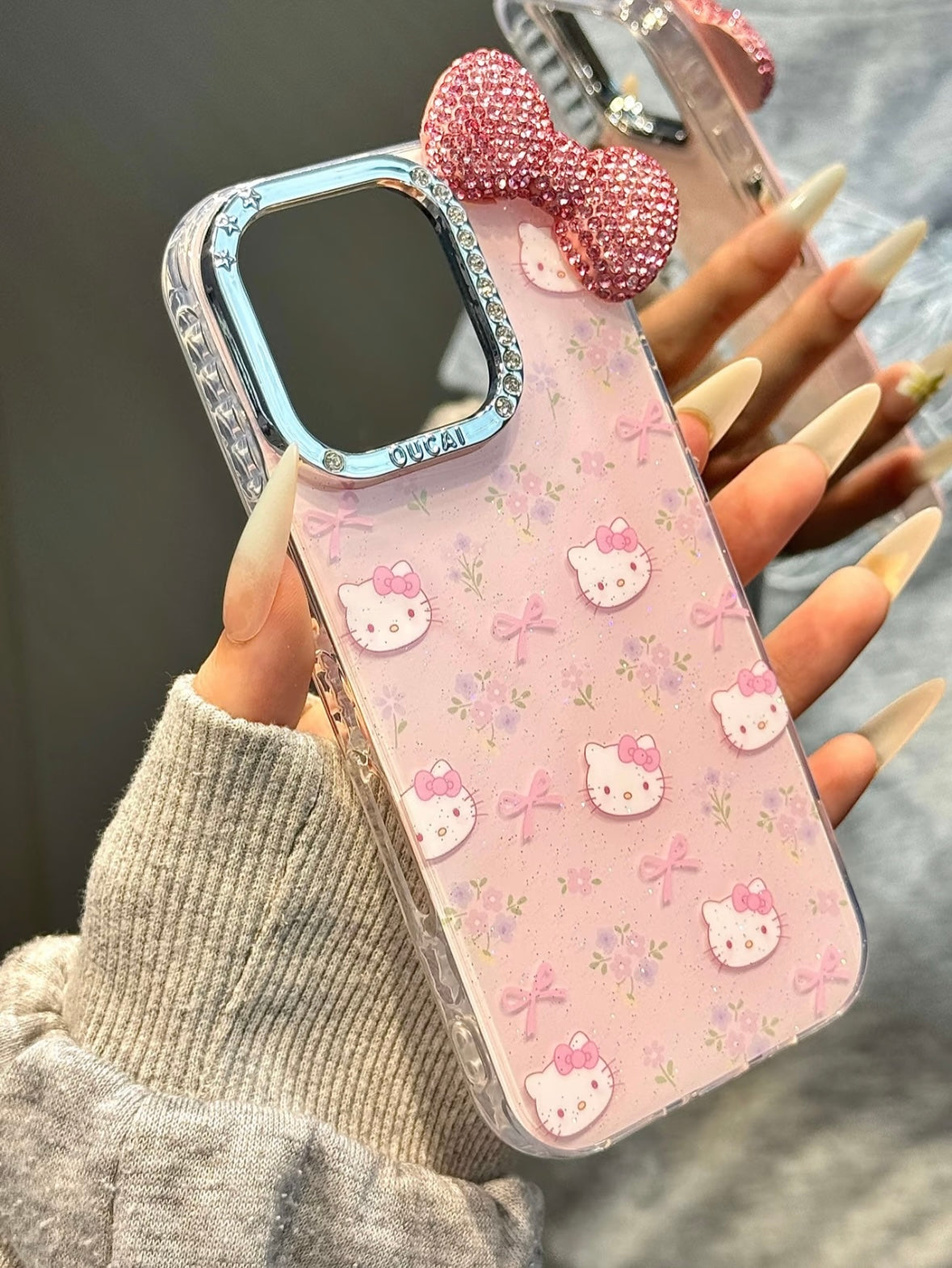 Hellokitty Pink Bow Flower Glitter Cute Kawaii Phone Case #0513