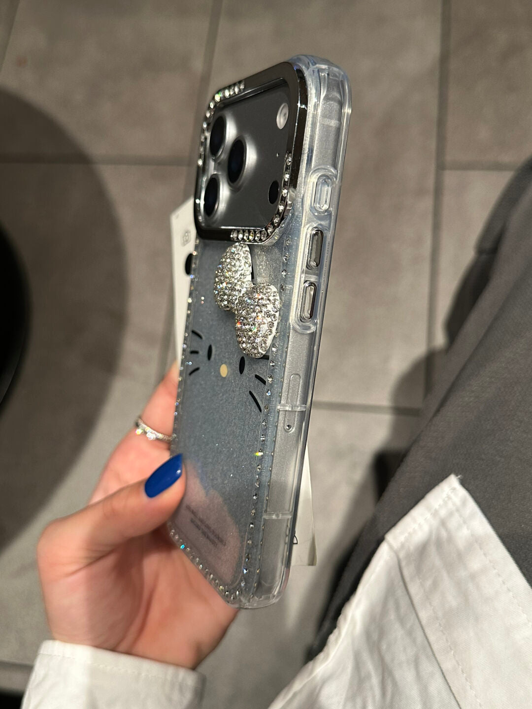 Hellokitty Silver Glitter Rhinestone Border Cute Kawaii Phone Case #0555