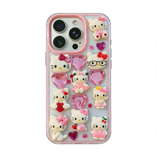 Hellokitty Pink Heart Clear Handmade Phone Case #0045