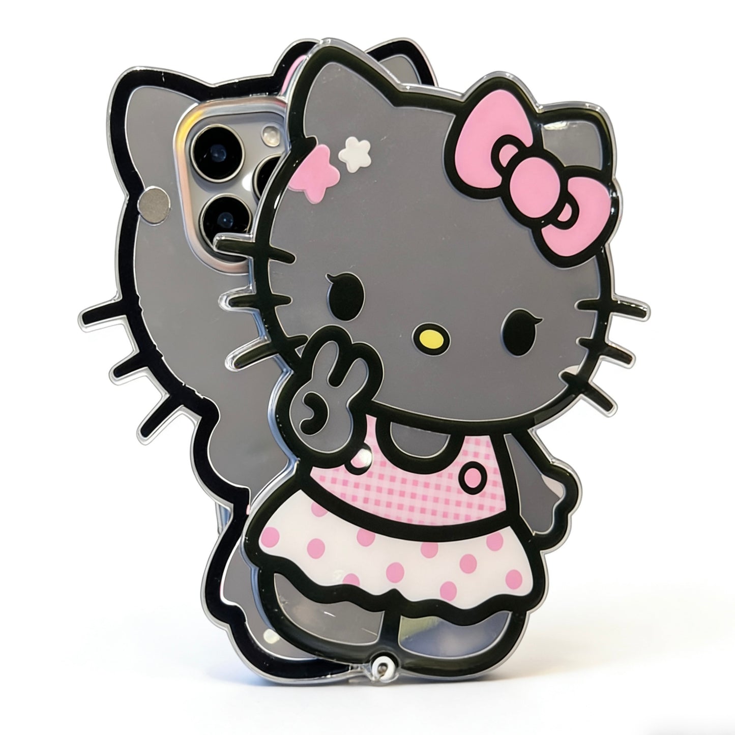 Hellokitty Shaped Folding Mirror Cute Kawaii Phone Case with Phone Chain#0517