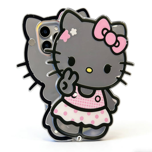 Hellokitty Shaped Folding Mirror Cute Kawaii Phone Case with Phone Chain#0517