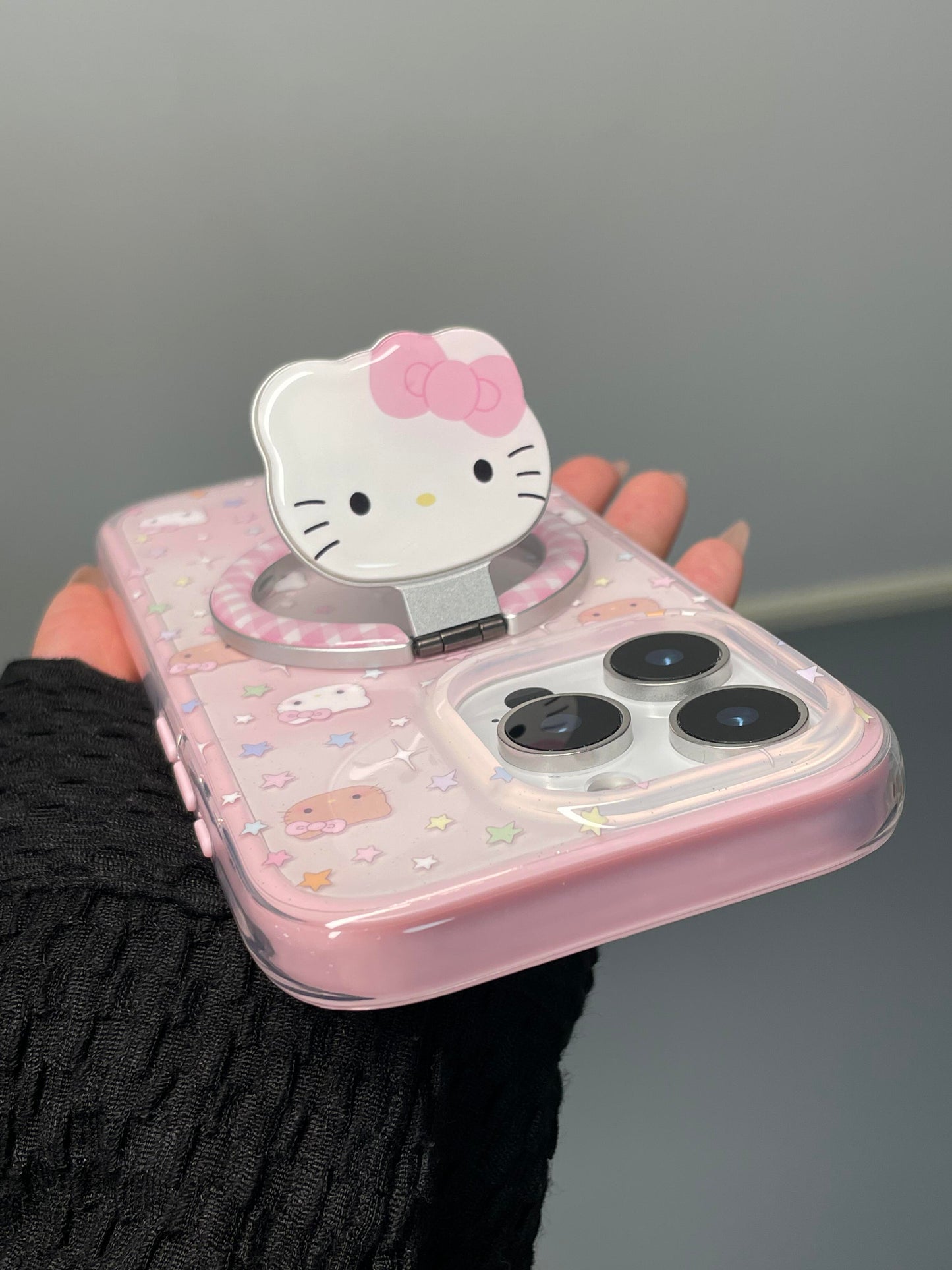Hellokitty Pink Cute Kawaii MagSafe Case + MagSafe Stand Holder / Phone Grip #0567