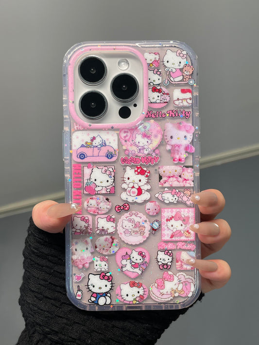 Hellokitty Pink Glitter Clear Cute Kawaii Phone Case #0522