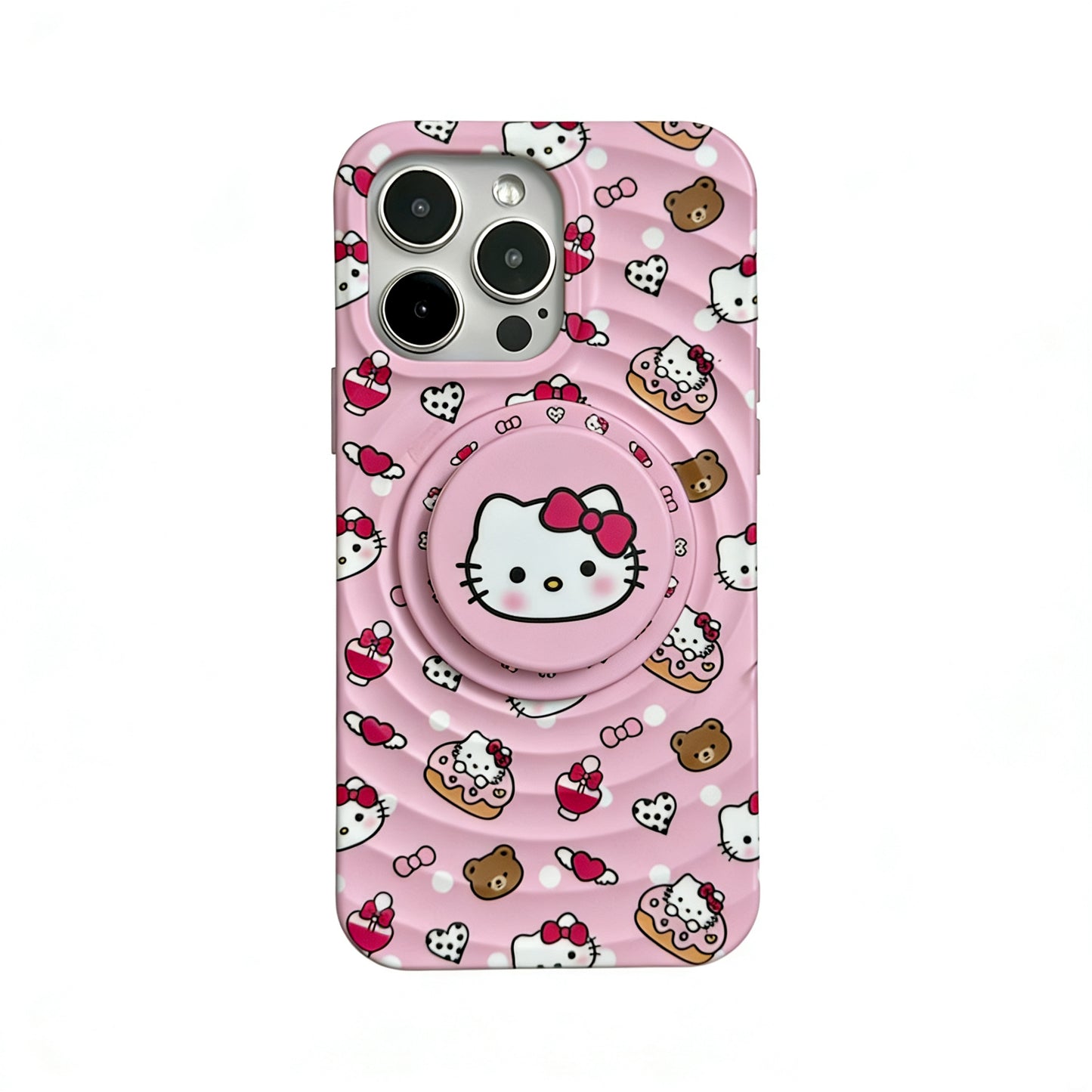 Hellokitty Pink Cute Kawaii MagSafe Case + MagSafe Stand Holder / Phone Grip #0389