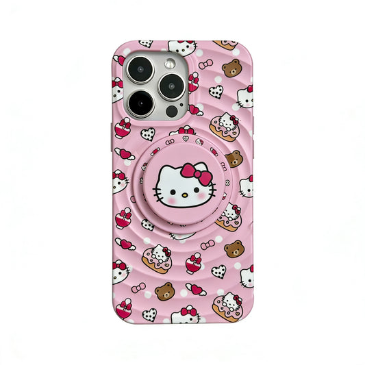 Hellokitty Pink Cute Kawaii MagSafe Case + MagSafe Stand Holder / Phone Grip #0389