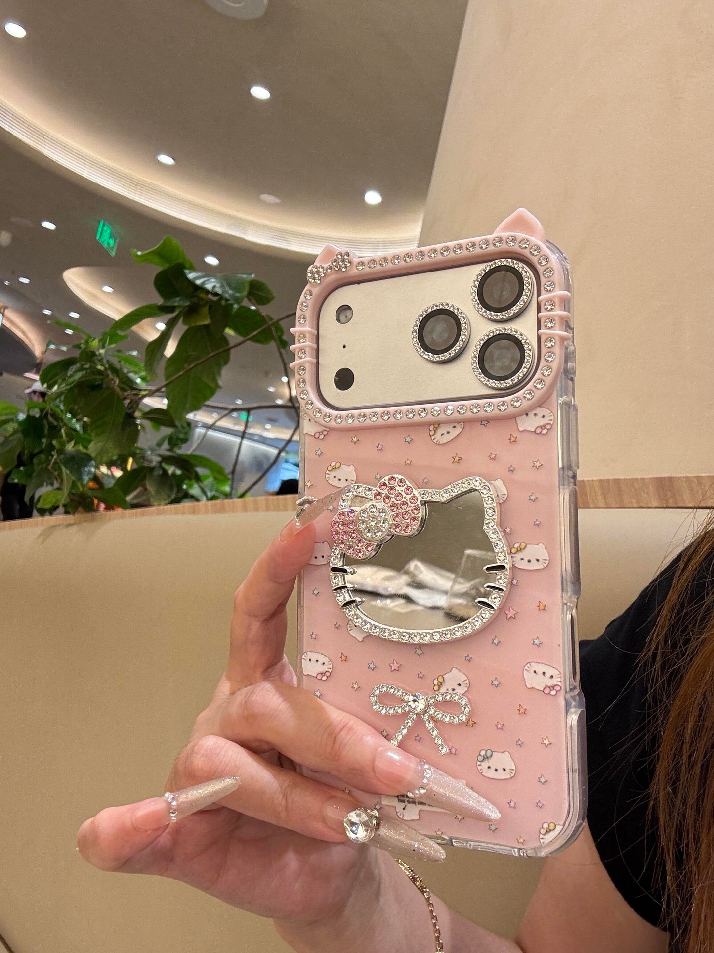 Hellokitty Pink Mirror Cat Ear Cute Kawaii Phone Case #0541