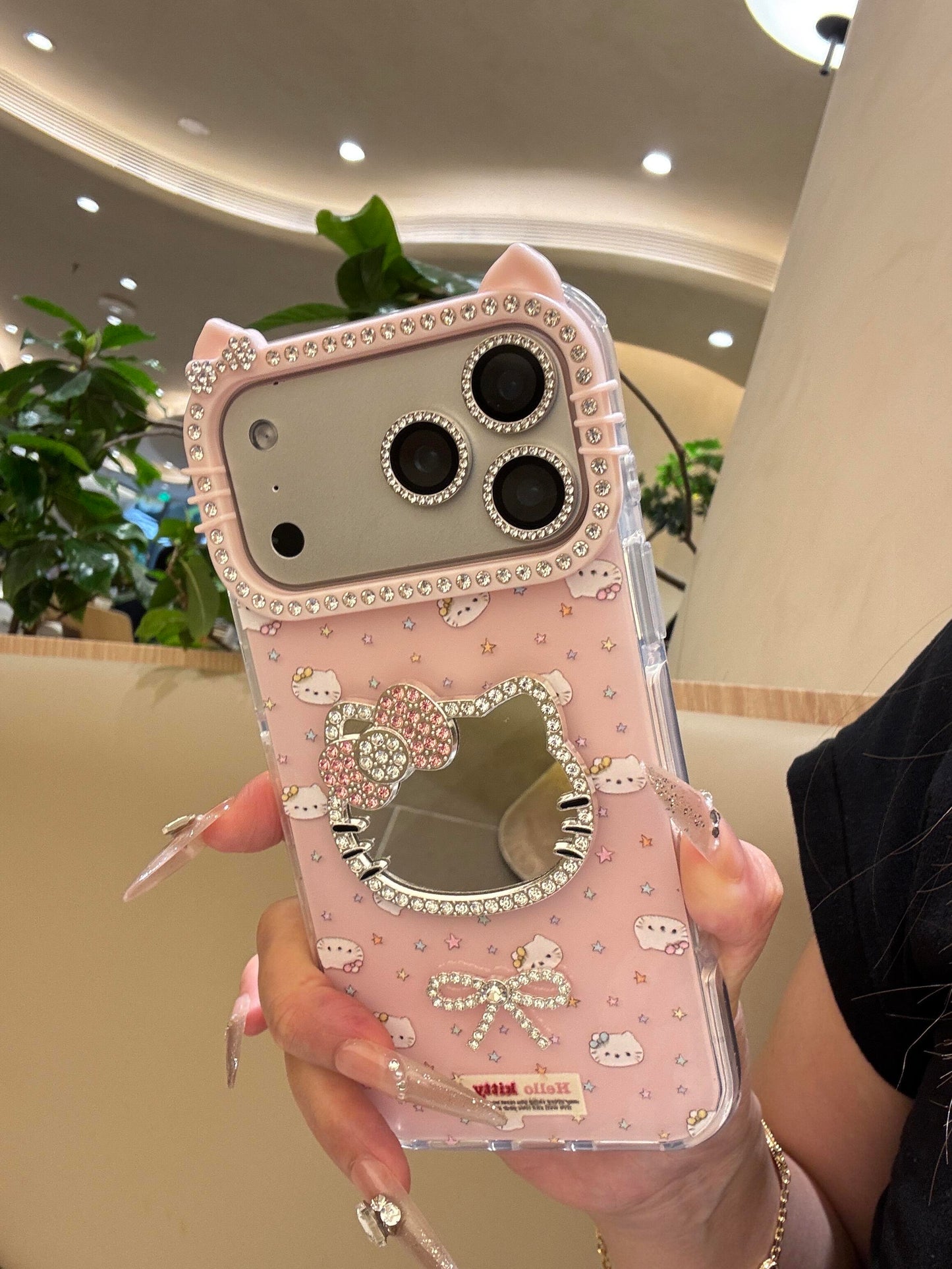 Hellokitty Pink Mirror Cat Ear Cute Kawaii Phone Case #0541