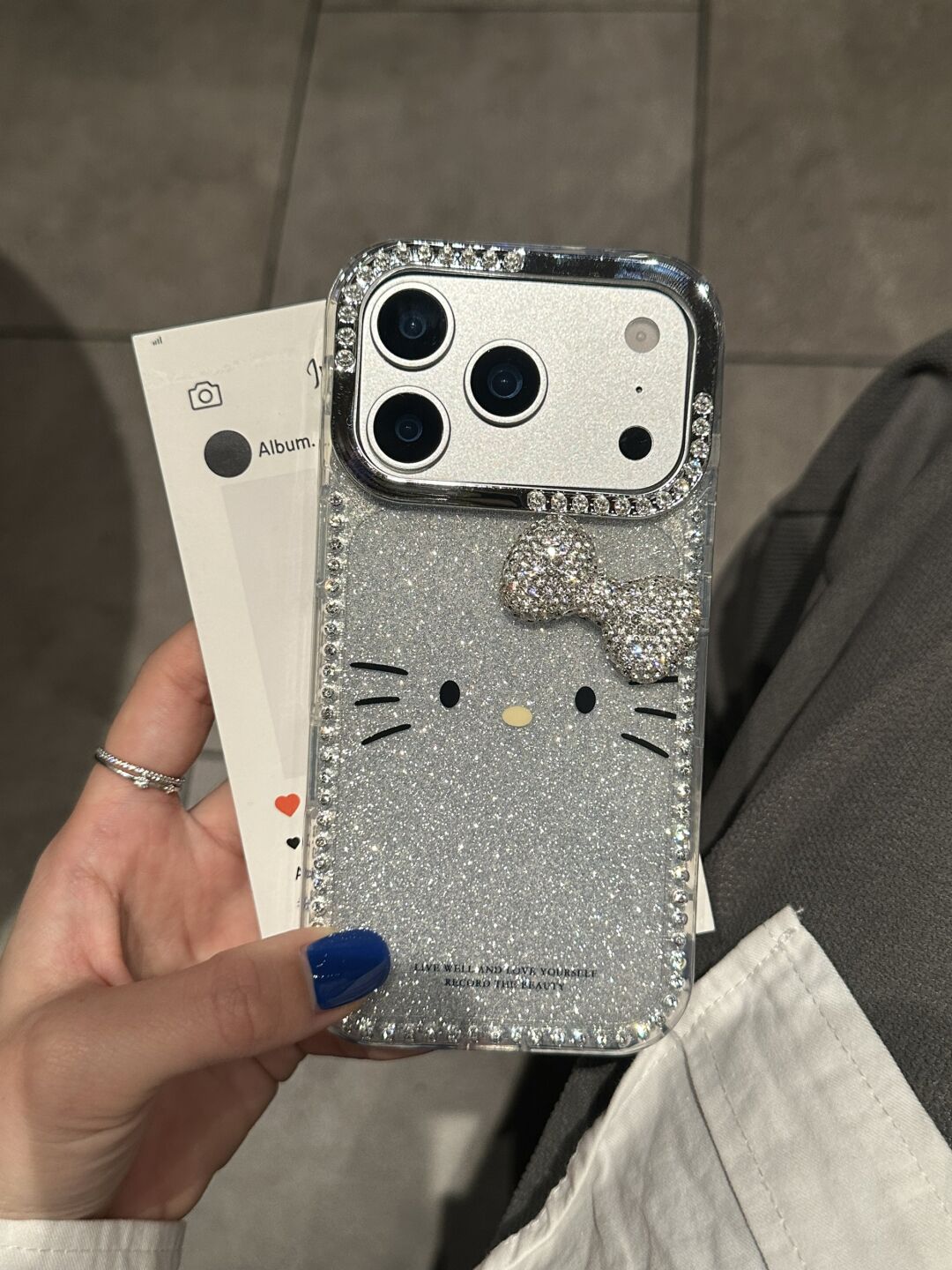 Hellokitty Silver Glitter Rhinestone Border Cute Kawaii Phone Case #0555