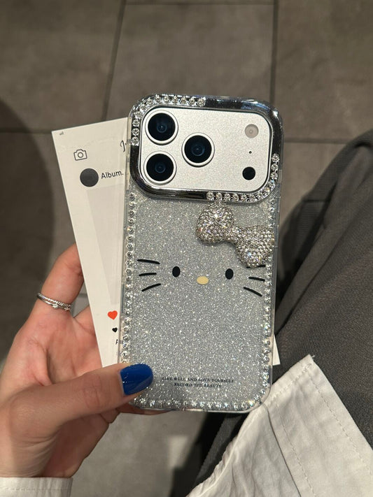 Hellokitty Silver Glitter Rhinestone Border Cute Kawaii Phone Case #0555