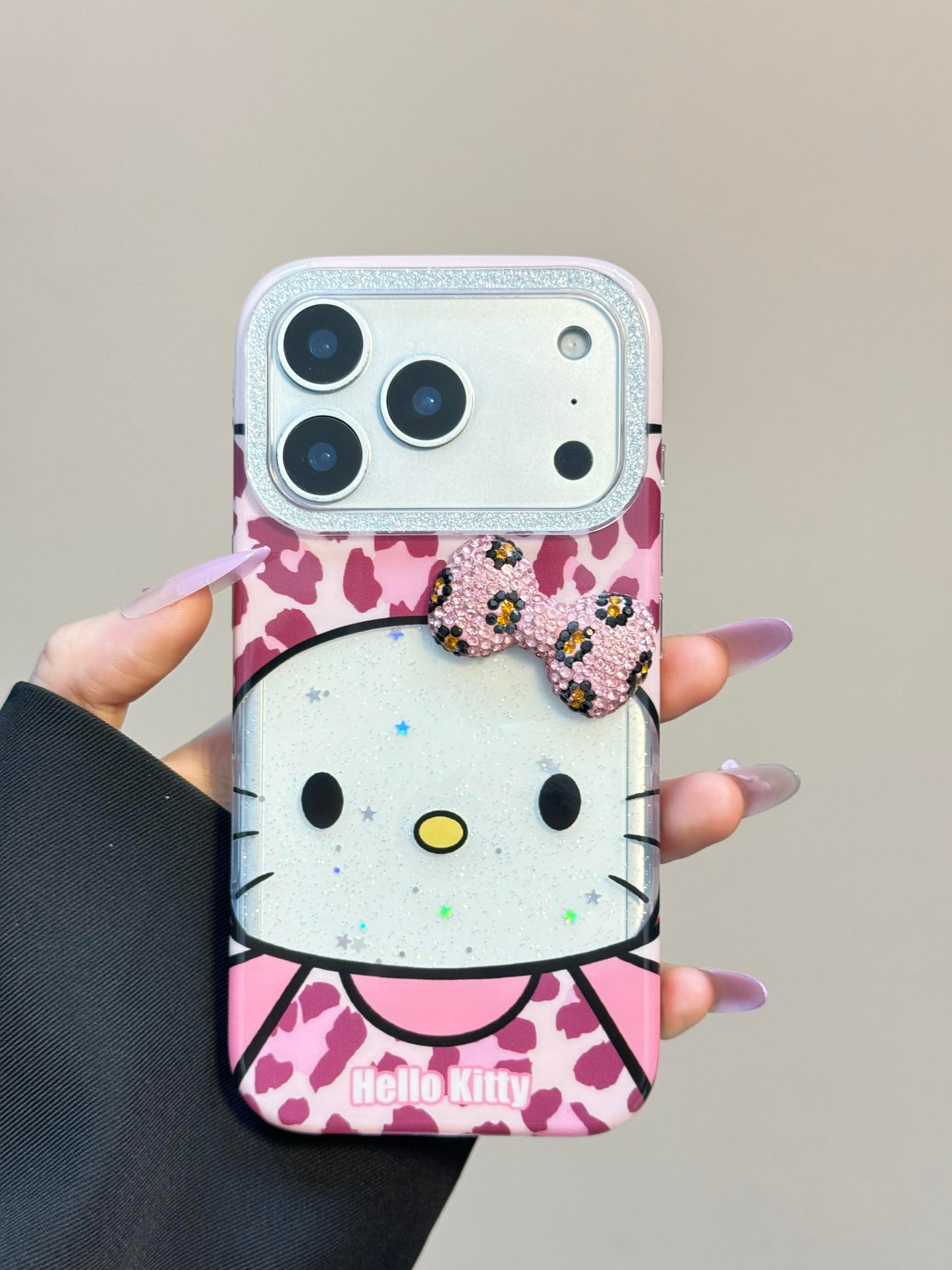 Hellokitty Pink Leopard Print Clear Cute Kawaii Phone Case #0579