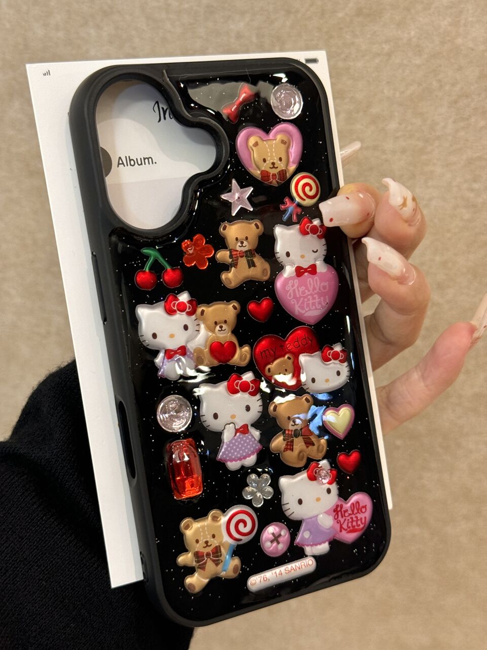 Hellokitty Black Handmade Stickers Cute Kawaii Phone Case #0010