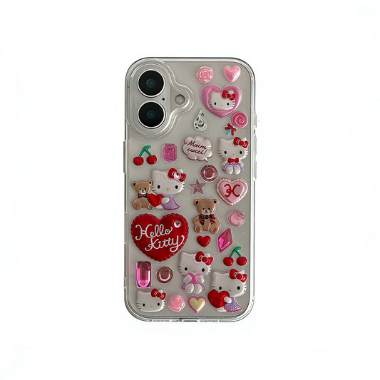 Hellokitty Black Handmade Stickers Cute Kawaii Phone Case #0010