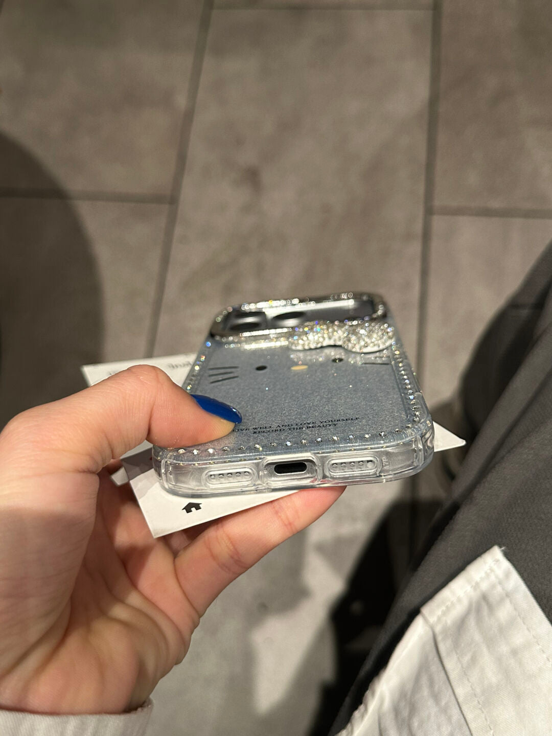 Hellokitty Silver Glitter Rhinestone Border Cute Kawaii Phone Case #0555