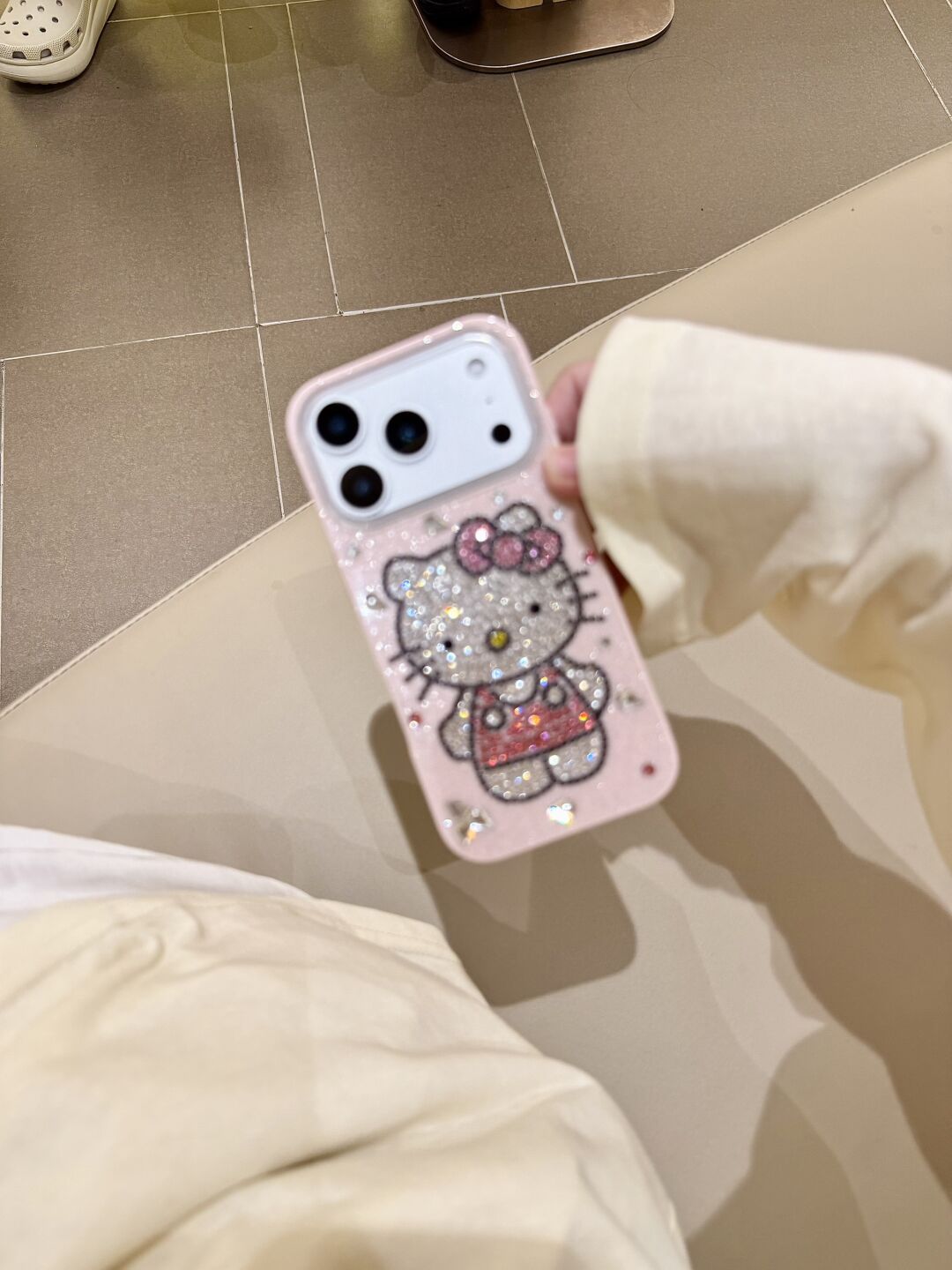 Hellokitty Pink Glitter Hand Applied Rhinestones Cute Kawaii Phone Case #0543