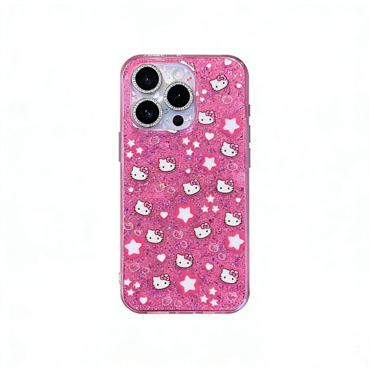 Hellokitty Pink Star Glitter Cute Kawaii Phone Case  #0405
