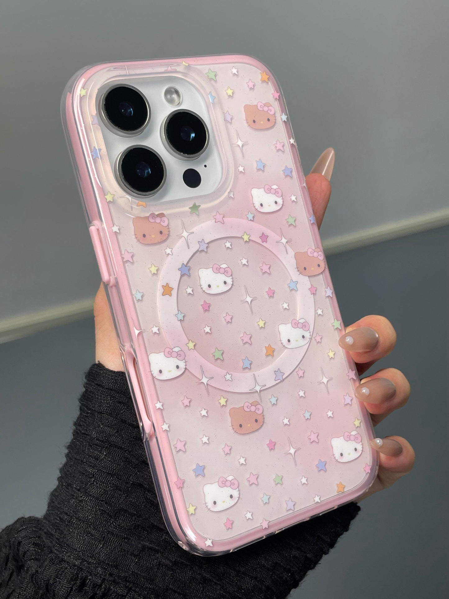 Hellokitty Pink Cute Kawaii MagSafe Case + MagSafe Stand Holder / Phone Grip #0567