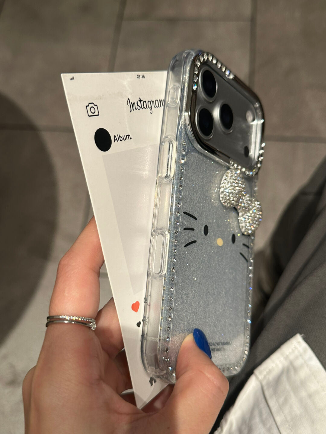 Hellokitty Silver Glitter Rhinestone Border Cute Kawaii Phone Case #0555