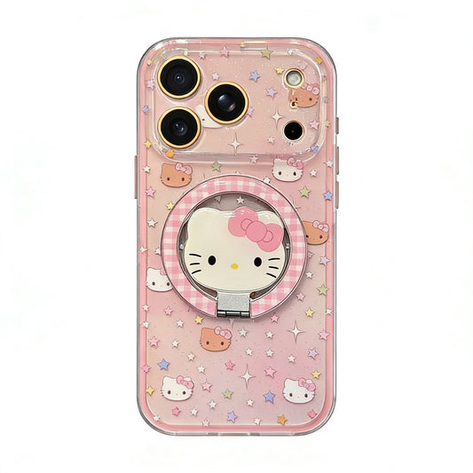 Hellokitty Pink Cute Kawaii MagSafe Case + MagSafe Stand Holder / Phone Grip #0567