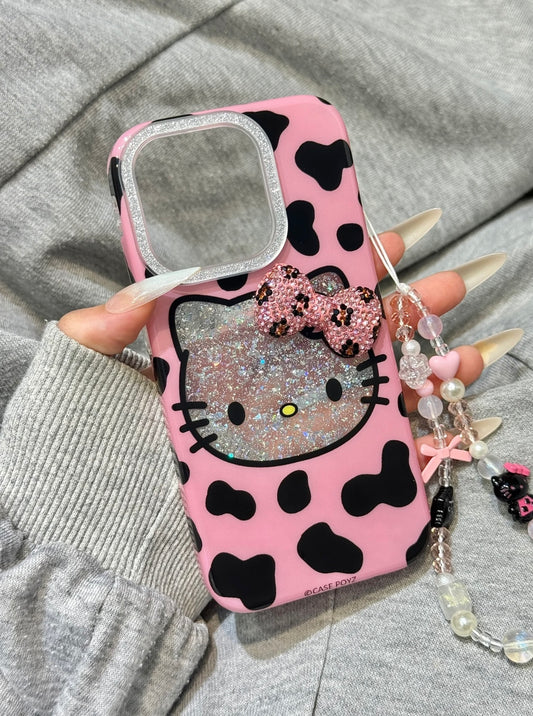 Hellokitty Pink Bow Tie Leopard Print Cute Kawaii Phone Case #0507