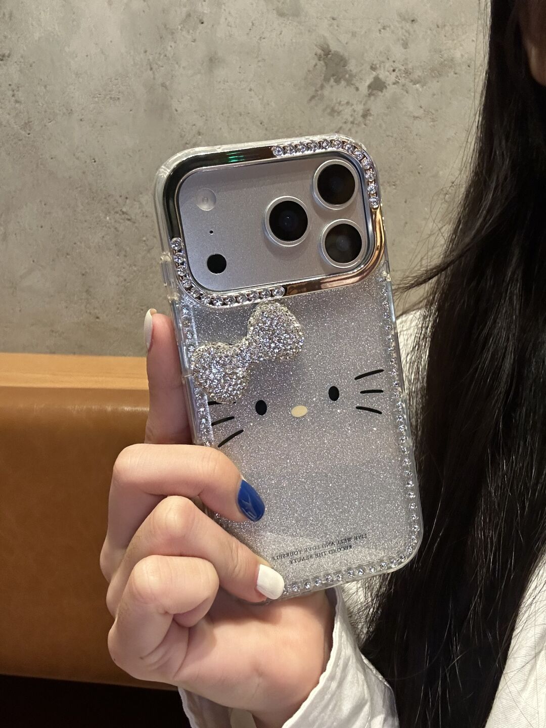 Hellokitty Silver Glitter Rhinestone Border Cute Kawaii Phone Case #0555