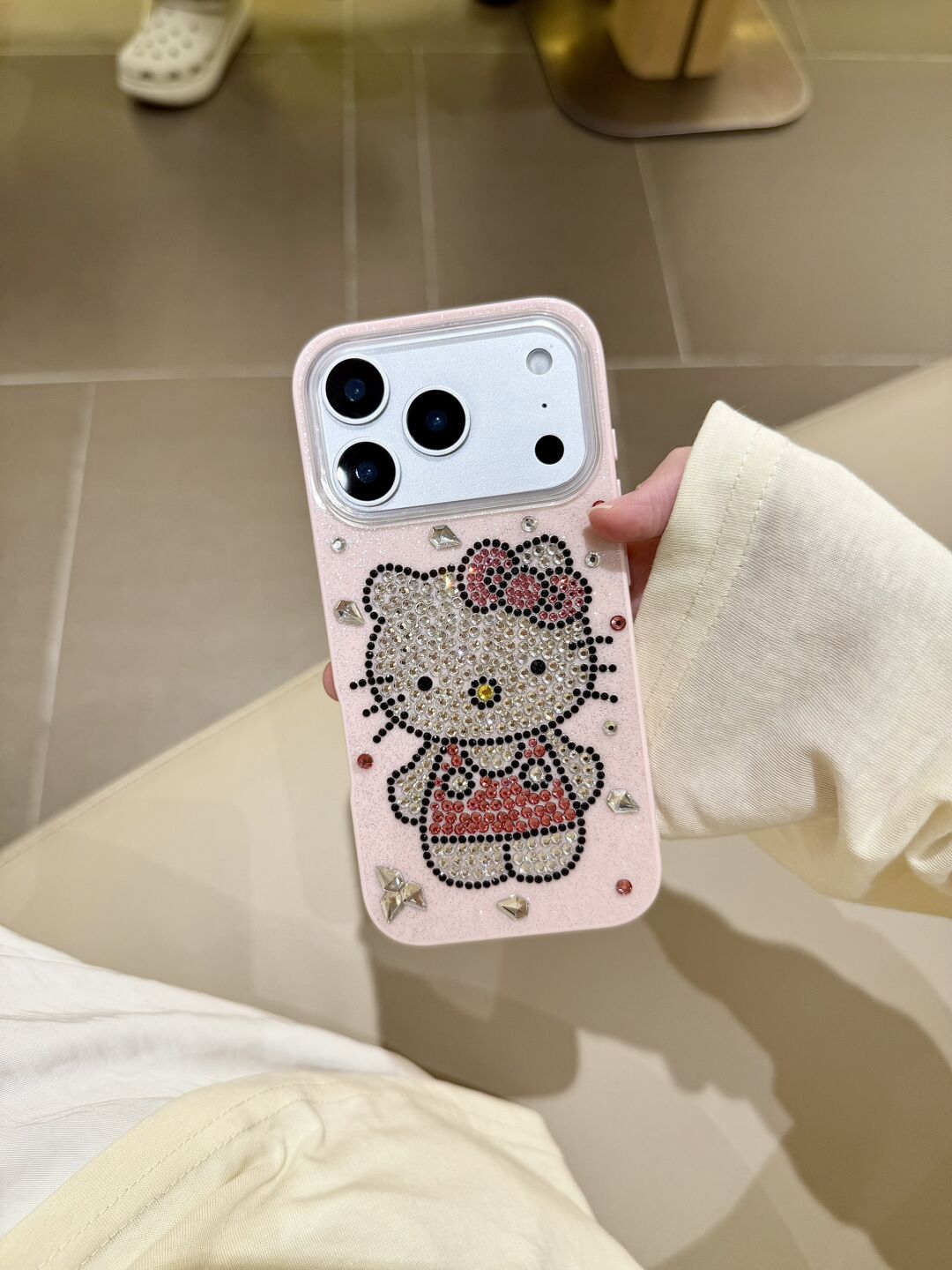 Hellokitty Pink Glitter Hand Applied Rhinestones Cute Kawaii Phone Case #0543