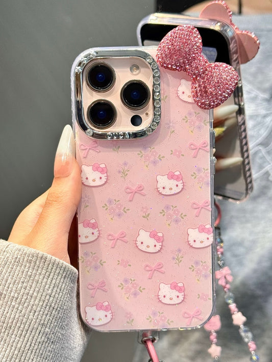 Hellokitty Pink Bow Flower Glitter Cute Kawaii Phone Case #0513